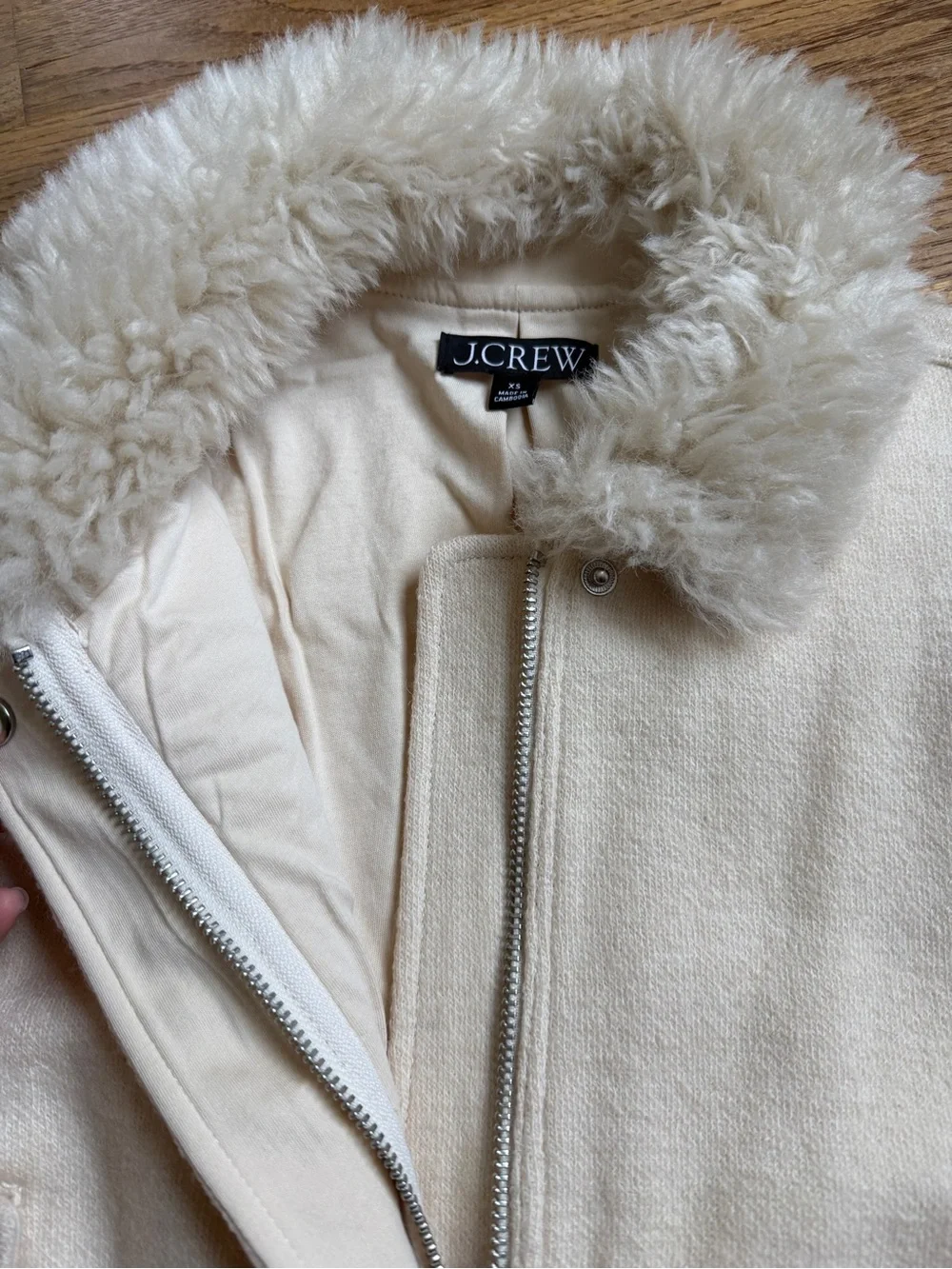 Cream Jcrew flight jacket XS